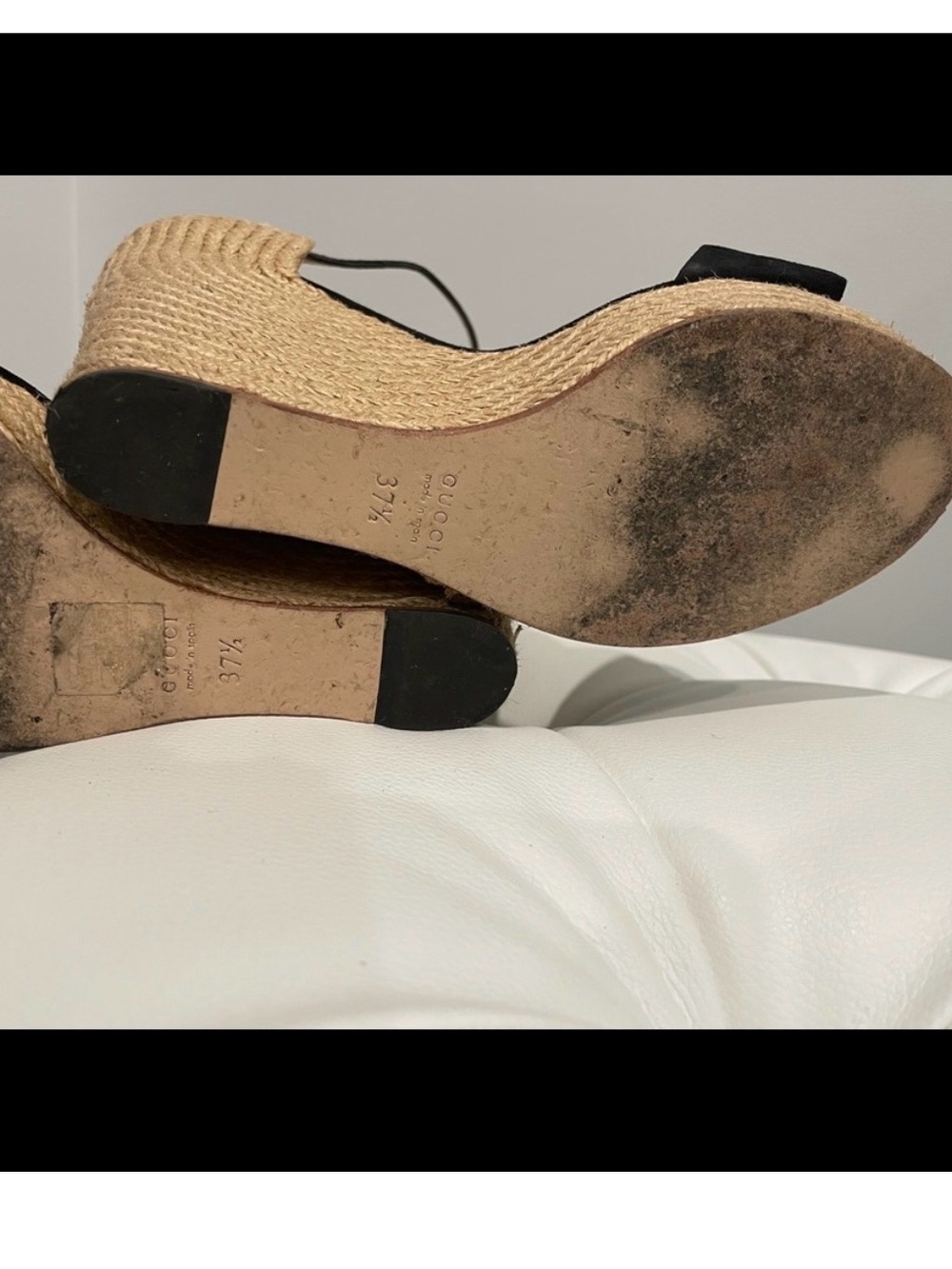 Gucci Black Suede Espadrille Wedge Sandals with Gold Horsebit - Picture 3 of 6